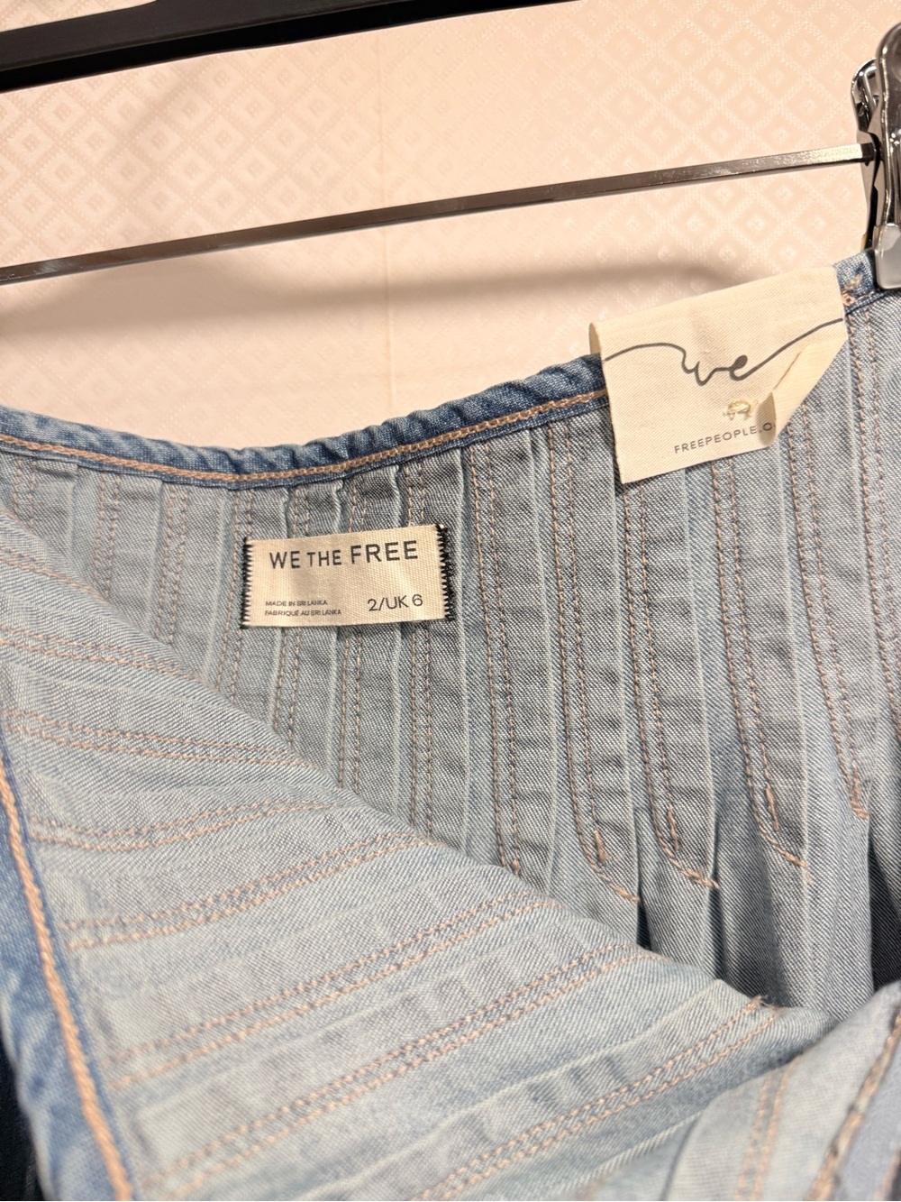 NWT Free People We The Free Peyton Pintuck Denim A-Line Midi Skirt Size 2 - Picture 8 of 14